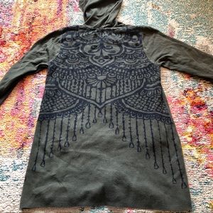 PrAna Zip Up Patterned Back Sweater Olive Green XL